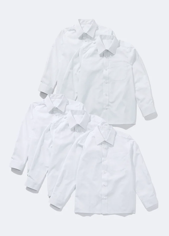 5 Pack Boys White Long Sleeved Shirts (4-16yrs)