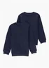 Kids 2 Pack Navy Crew Neck School Sweatshirts (3-13yrs) - Age 4 Years Image 1