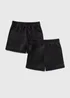 2 Pack Boys Black Football Shorts (3-13yrs) - Age 4 Years Image 1