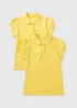 Girls 2 Pack Yellow Scallop Collar School Polo Shirts (3-13yrs) - Age 8 Years Image 1
