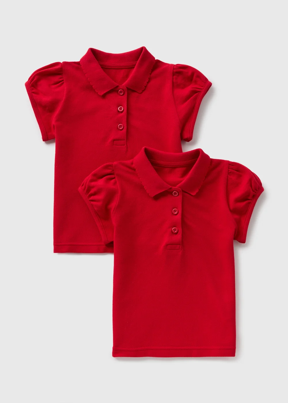 2 Pack Girls Red Polo Shirts (3-13yrs) - Age 8 Years Image 1