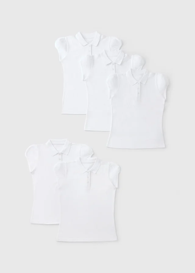 5 Pack White Girls School Polo (3-13yrs)