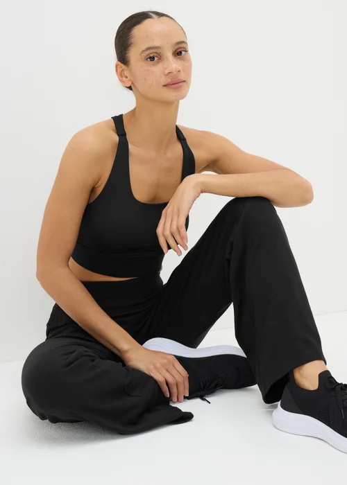 Souluxe Black Bootleg Jogging Bottoms - Small Image 3