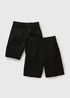 Boys 2 Pack Black Regular Fit Shorts (3-13yrs) - Age 4 Years Image 1