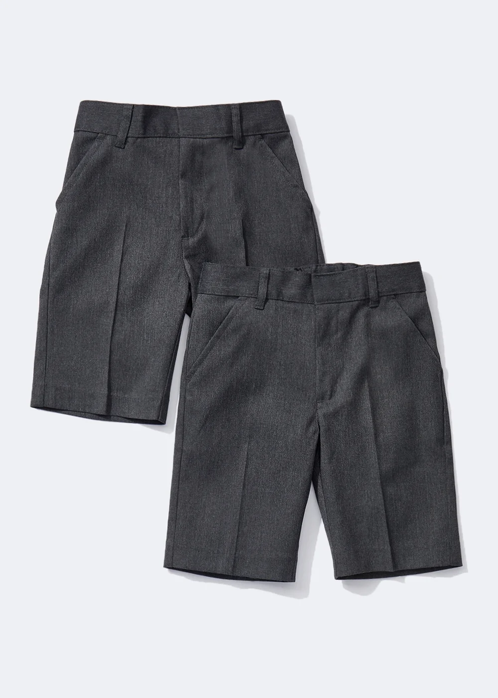 Boys 2 Pack Grey Slim Fit School Shorts (3-13yrs) - 9 Yrs Image 1