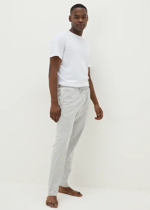 2 Pack Black & Grey Long Pyjama Bottoms - Small Image 2