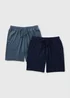2 Pack Blue Pyjama Shorts - Small Image 2