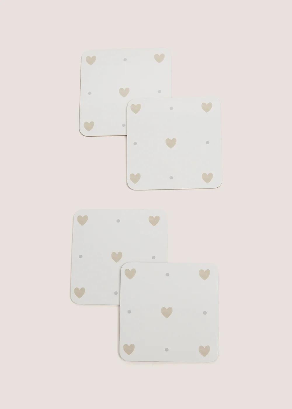 4 Pack White Heart Cork Coasters Image 1