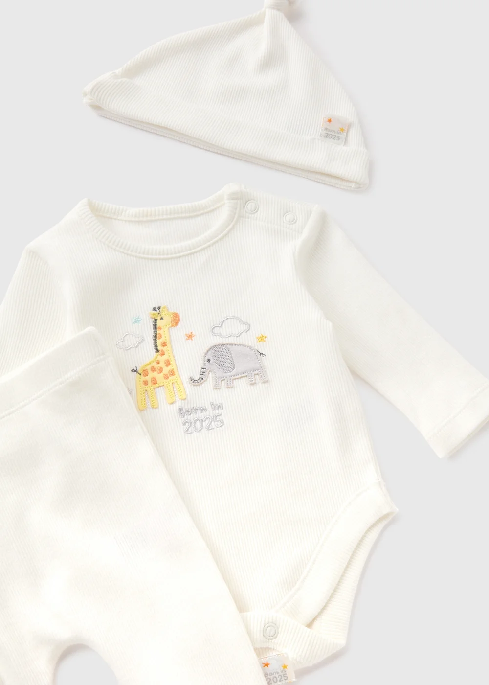 3 Piece Baby Cream Born In 2025 Top & Trouser Set (Newborn-6mths) - First Size Image 2