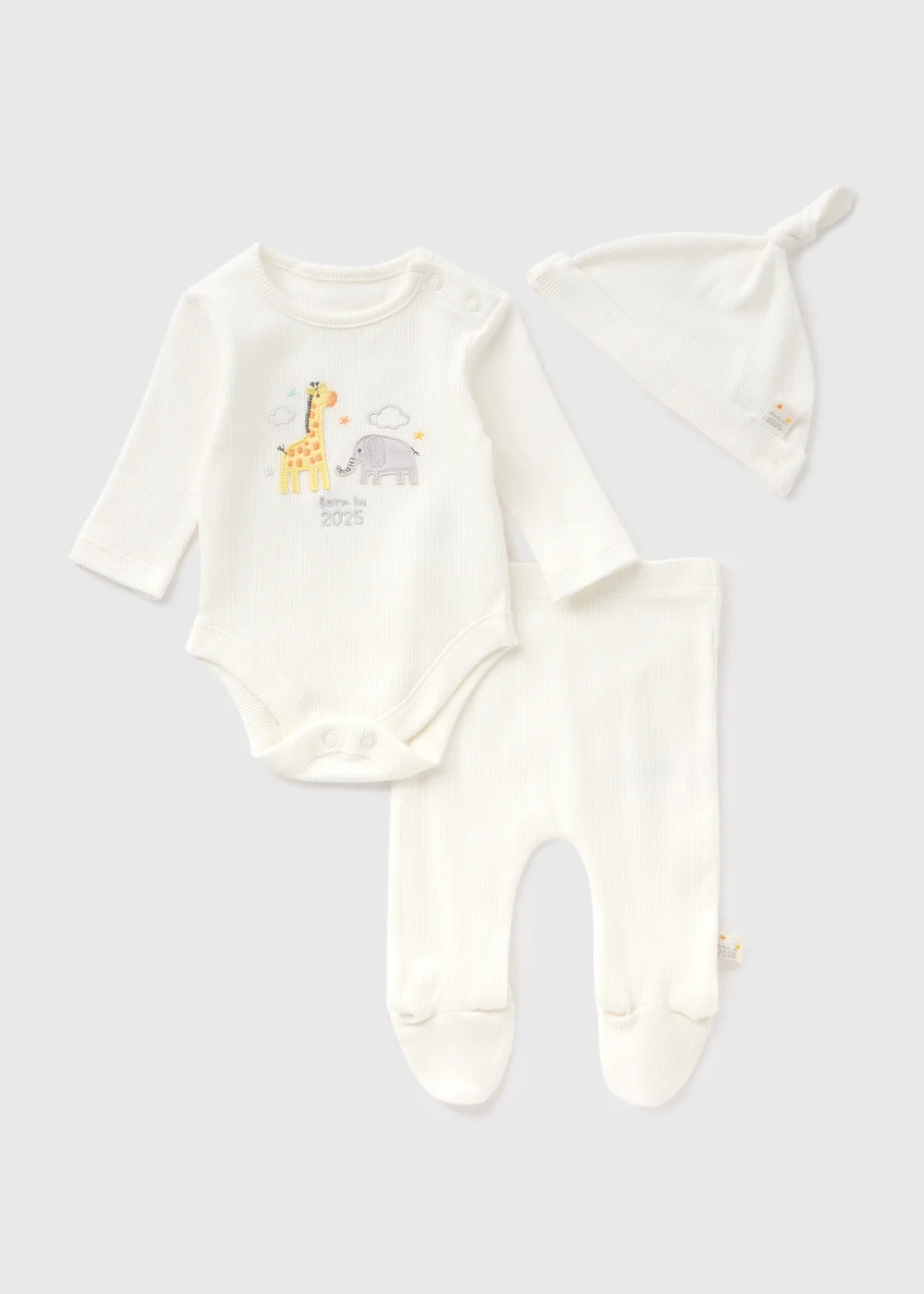 3 Piece Baby Cream Born In 2025 Top & Trouser Set (Newborn-6mths) - First Size Image 1