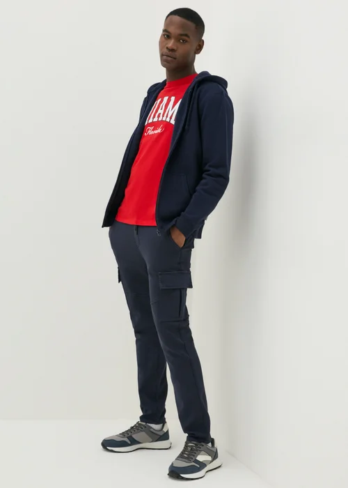 Navy Knitted Cargo Trousers - 30 Waist Regular Image 1