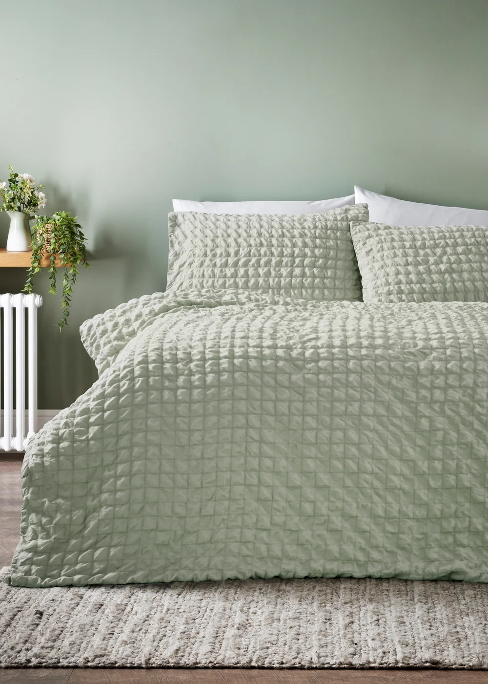 Green Seersucker Duvet Set - Double Image 1