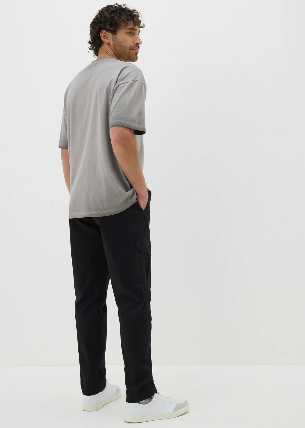 Black Basic Cargo Trousers - 30 Waist Regular Image 2