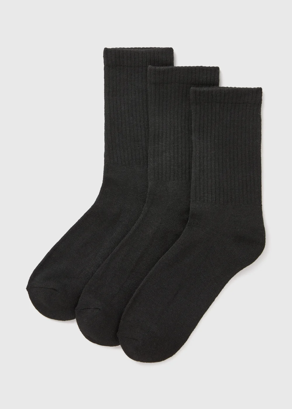 3 Pack Black Crew Sports Socks - One Size Image 1