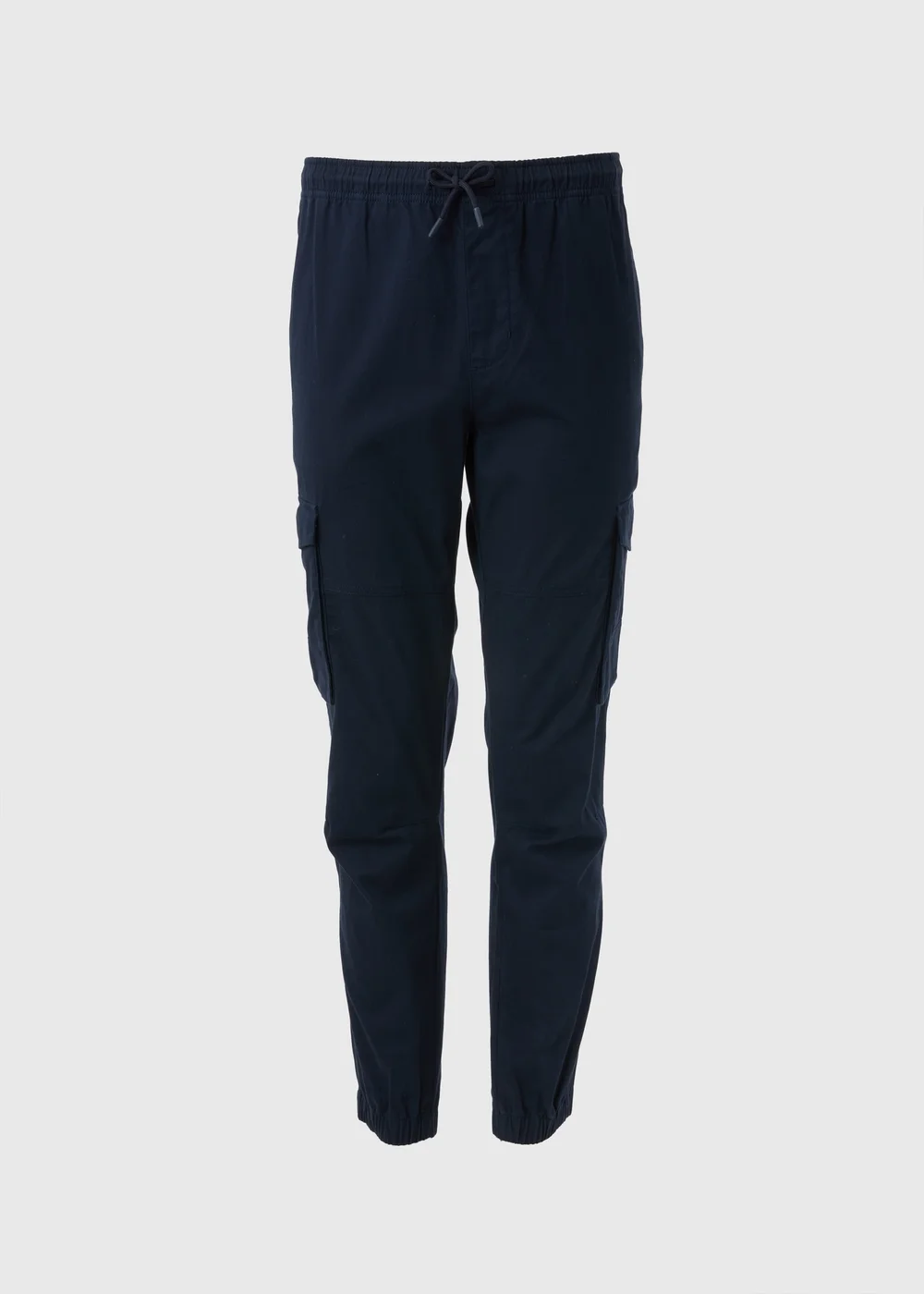 Navy Cuffed Cargo Trousers - Small Image 2