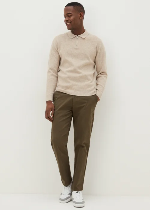 Khaki Straight Fit Chinos - 30 Waist Regular Image 1