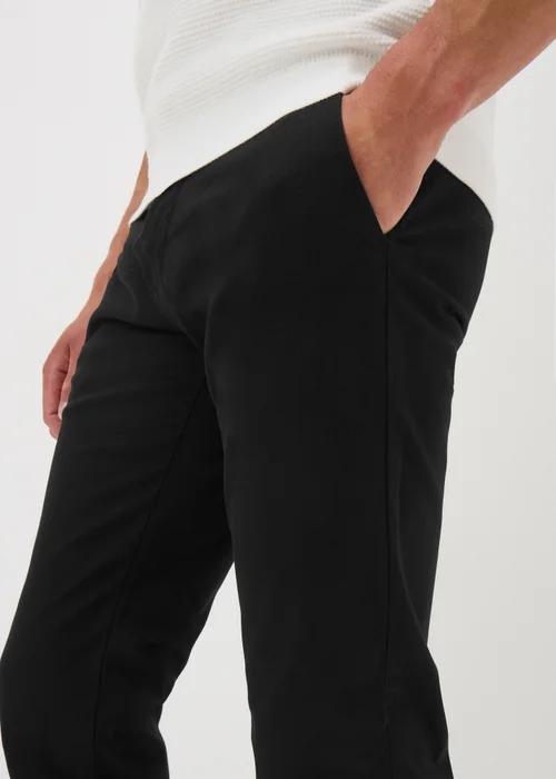Black Slim Fit Chino Trousers - 30 Waist Regular Image 3