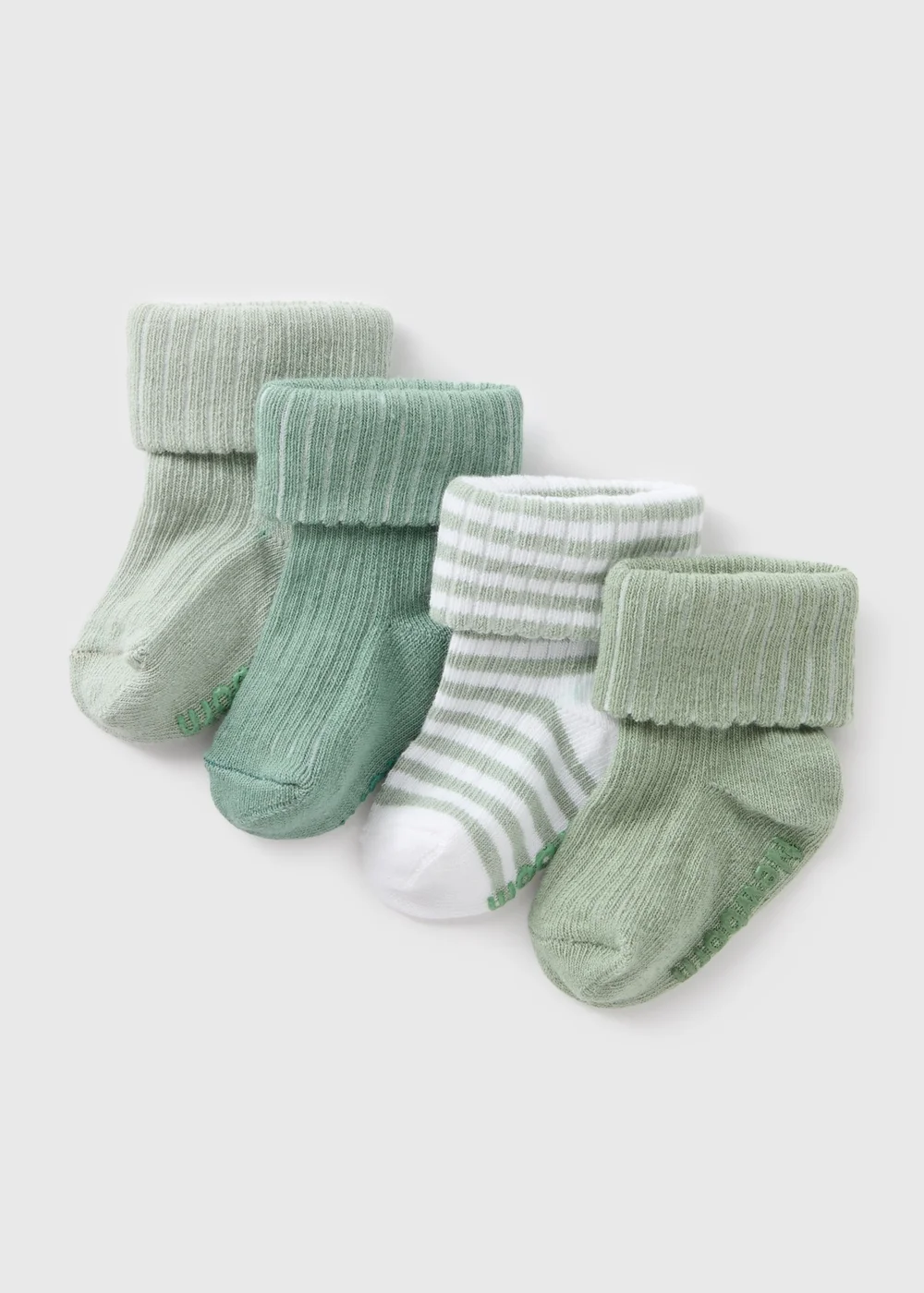 4 Pack Baby Sage Ribbed Socks (Newborn-23mths) - Up to 1 Month Image 1