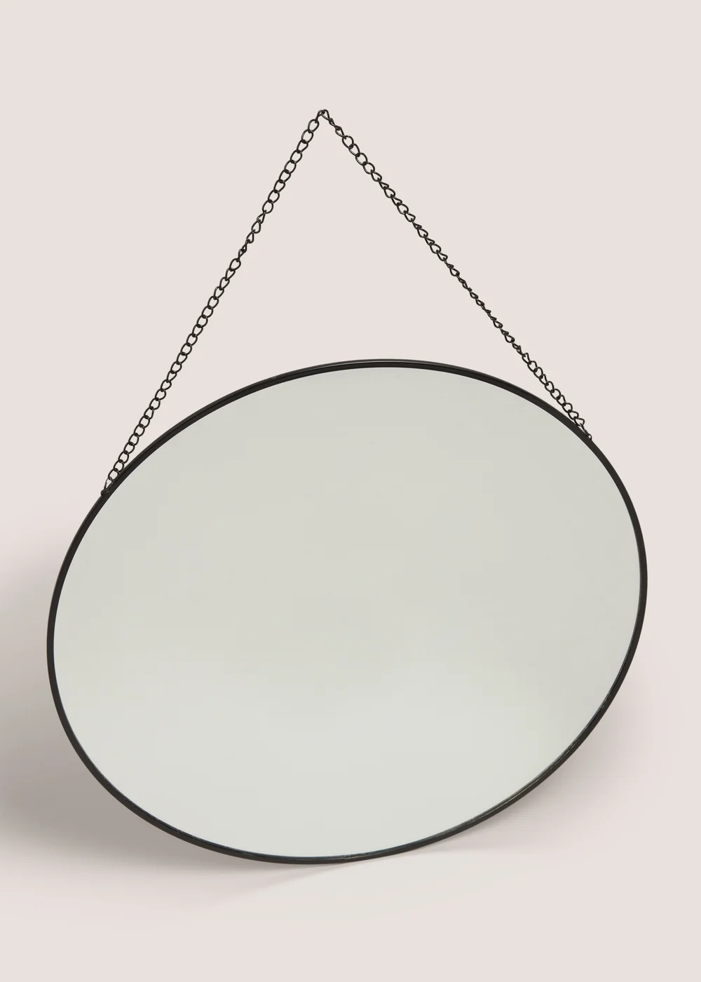 Round Mirror with Black Chain (40cm x40cm x1cm) Image 1