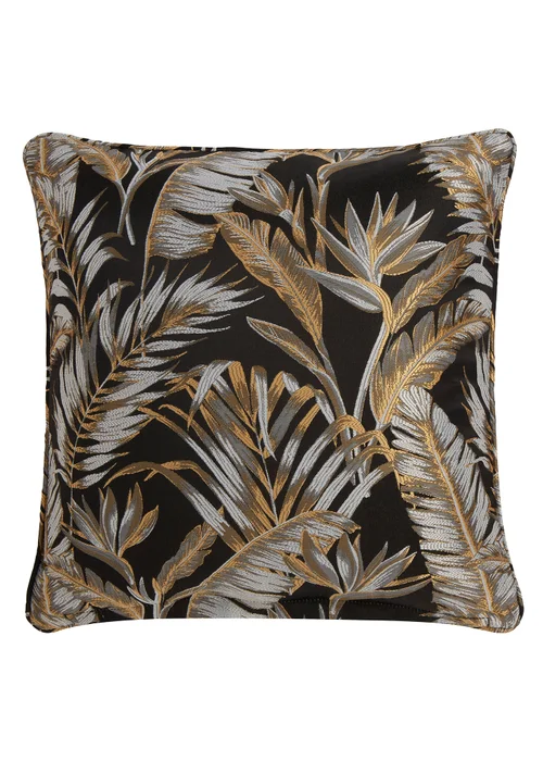 Laurence Llewelyn-Bowen Paradise Palm Jacquard Black Filled Cushion (43cm x 43cm) - 43W X 43D Image 2