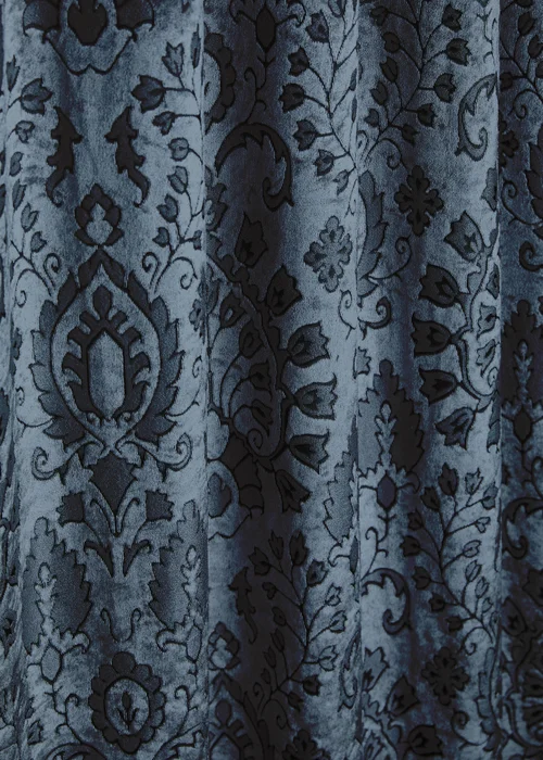 Curtina Trinity Jacquard Blue Pencil Pleat Curtains - 66W X 90D (168x229cm) Image 4
