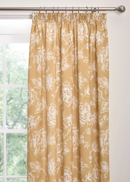 Dreams & Drapes Design Mishka Gold Pencil Pleat Curtains With Tie-Backs - 66W X 72D (168x183cm) Image 2