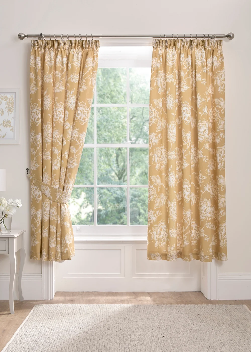 Dreams & Drapes Design Mishka Gold Pencil Pleat Curtains With Tie-Backs - 66W X 72D (168x183cm) Image 1