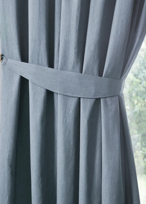 Fusion Dijon Blackout / Thermal Insulated Blue Pencil Pleat Curtains - 46W X 54D (116x137cm) Image 3