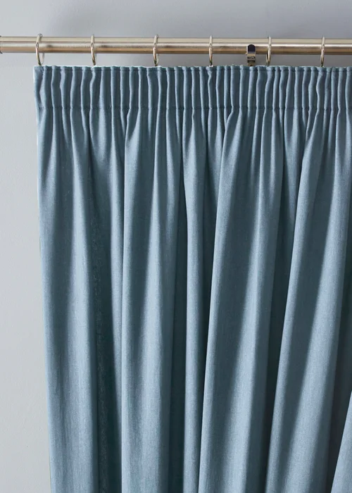 Fusion Dijon Blackout / Thermal Insulated Blue Pencil Pleat Curtains - 46W X 54D (116x137cm) Image 2