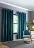 Fusion Strata Dim out Woven Green Eyelet Curtains - 46W X 54D (116x137cm) Image 1