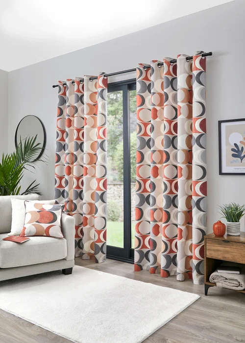 Fusion Sander Red Eyelet Curtains - 46W X 54D (116x137cm) Image 1