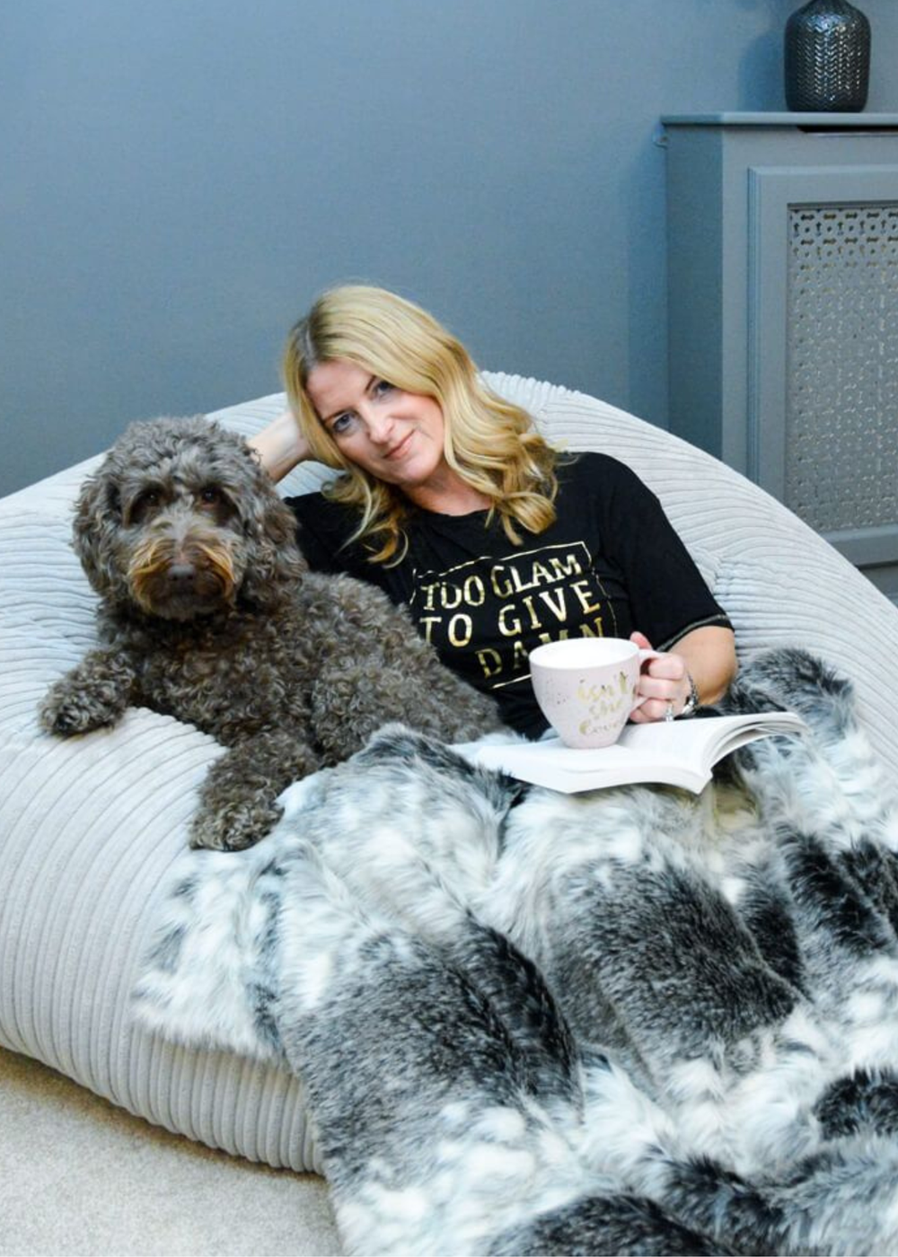 rucomfy Jumbo Cord Goliath Platinum Grey Beanbag - One Size Image 1