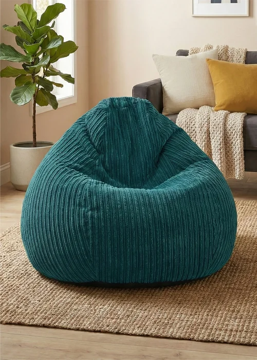 rucomfy Jumbo Cord Slouchbag Teal Beanbag - One Size Image 2