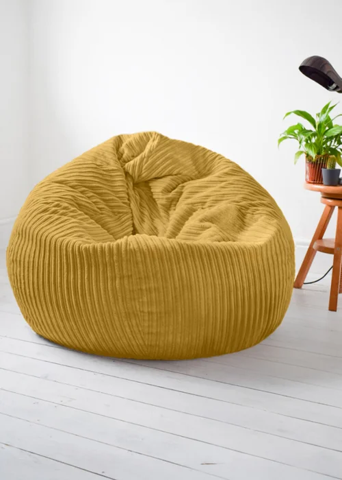rucomfy Jumbo Cord Slouchbag Mustard Beanbag - One Size Image 1