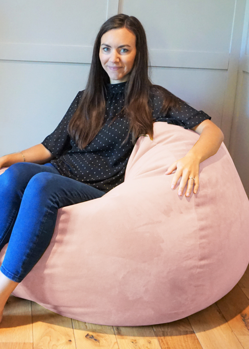 rucomfy Velvet Slouchbag Pink Beanbag - One Size Image 2