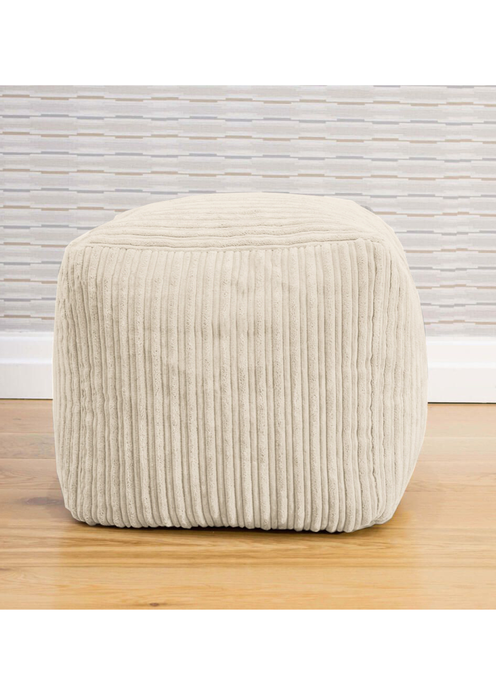 rucomfy Jumbo Cord Cube Ivory Beanbag - One Size Image 1