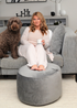 rucomfy Velvet Pouffe Pebble Grey Beanbag - One Size Image 3