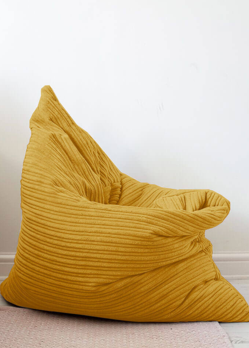 rucomfy Jumbo Cord Floor Cushion Mustard Beanbag - One Size Image 1