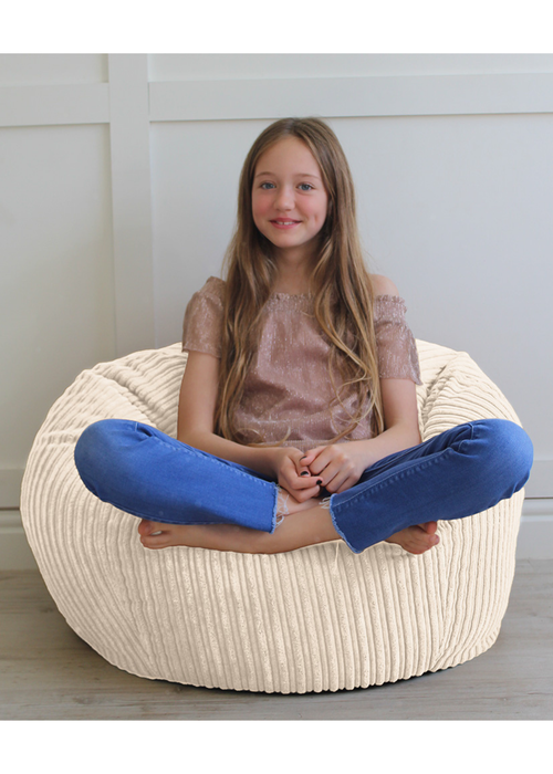 rucomfy Jumbo Cord Kids Slouchbag Ivory Beanbag - One Size Image 1