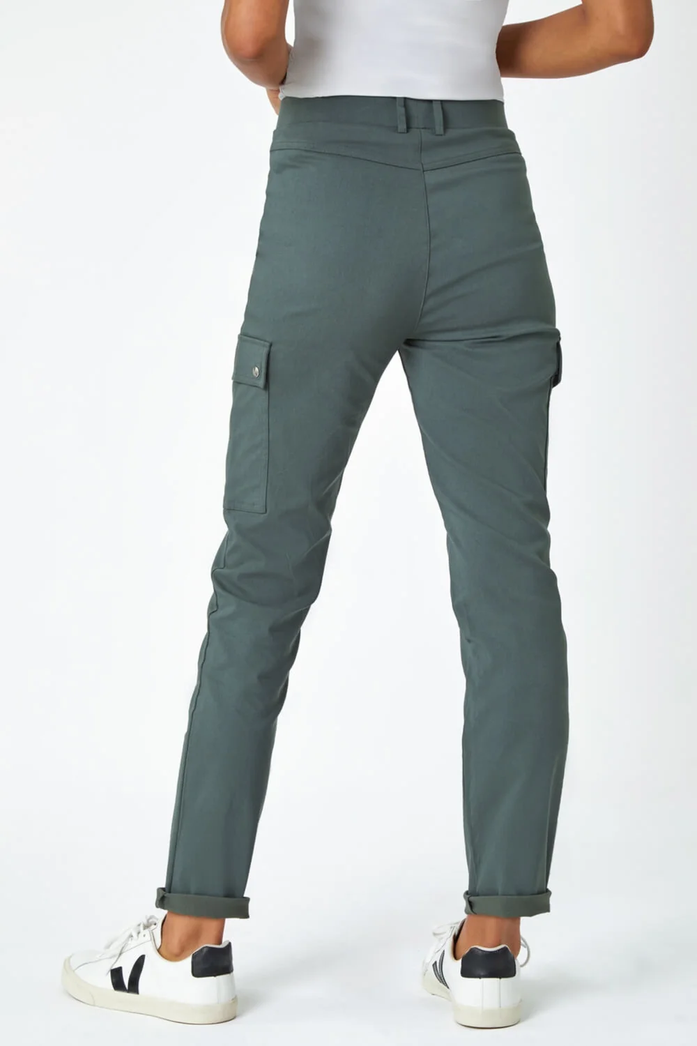 Roman Khaki Turn Up Stretch Cargo Trousers - 12 Image 2