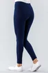 Roman Navy Stretch Plain Elastic Waist Leggings - 20 Image 2
