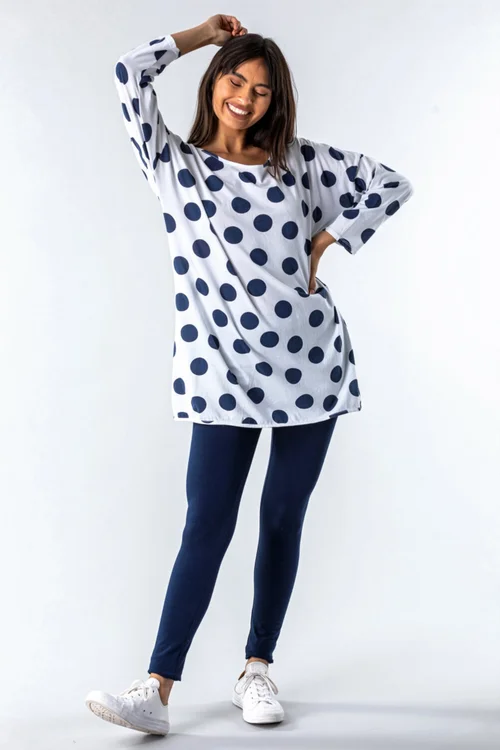 Roman Navy Stretch Plain Elastic Waist Leggings - 20 Image 3