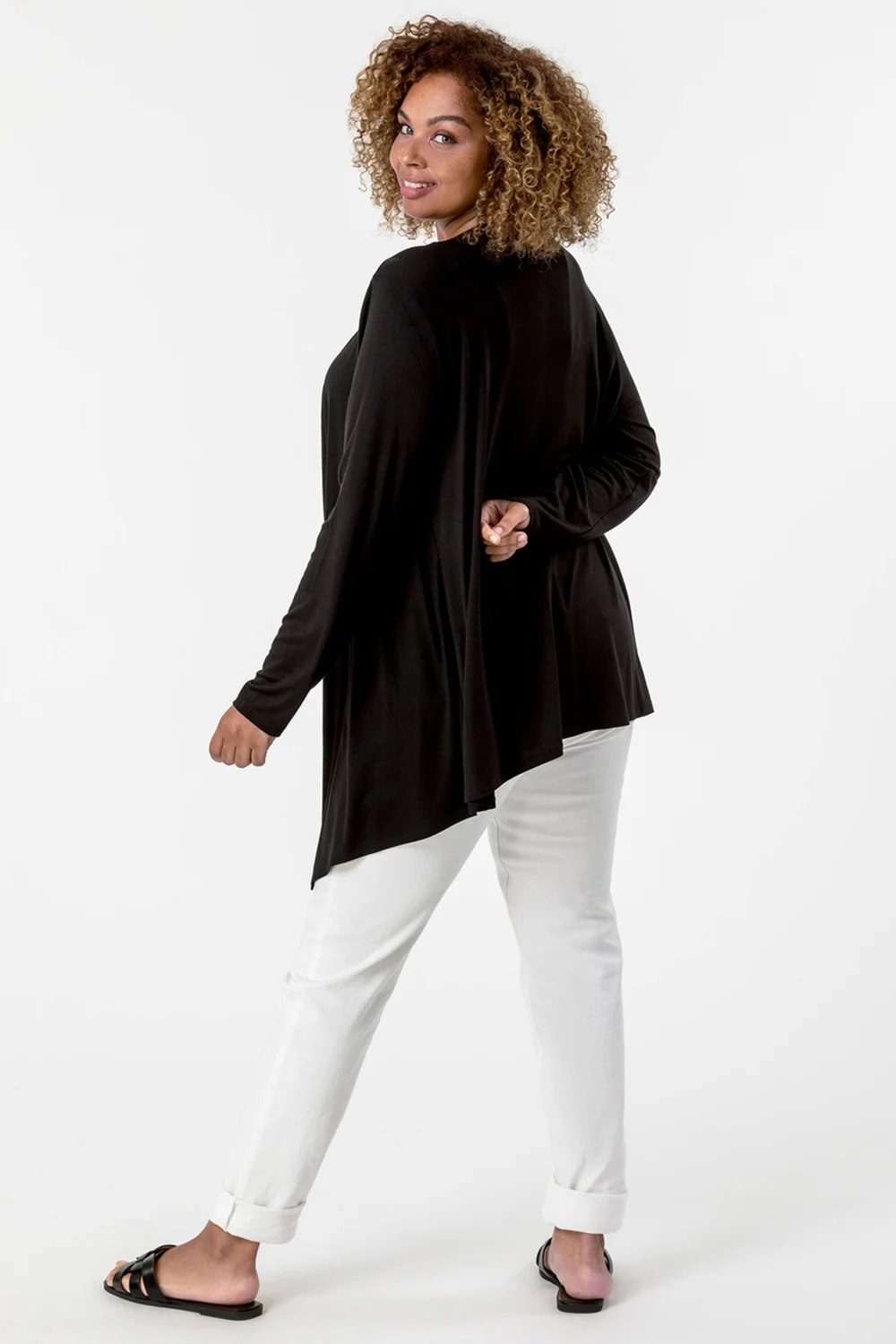 Roman Black Curve Waterfall Front Jersey Cardigan - Size 22-24 Image 2