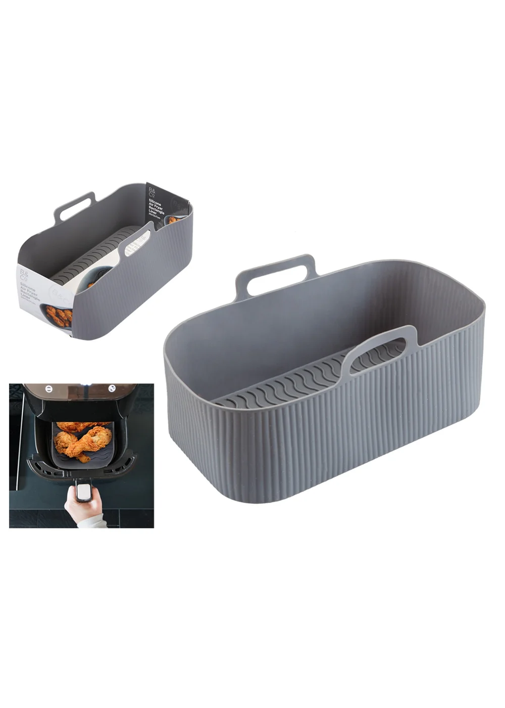 B&Co Air Fryer Silicone Rectangle Insert Image 1