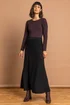 Roman Black Plain Elastic Waist Knitted A Line Midi Skirt - Size 12 Image 4