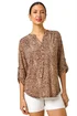 Roman Beige Animal Print Stretch Blouse - Size 10 Image 1