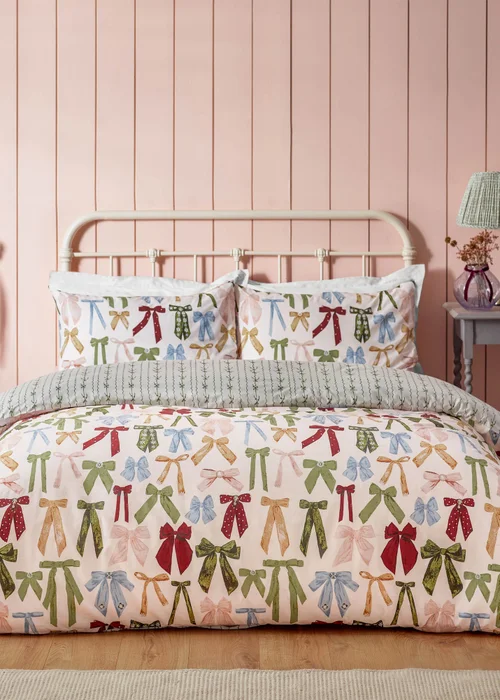 furn. Blush Pink Noortje Bows Trending Duvet Cover Set - Single Image 4