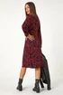 Roman Red Leaf Print Stretch Tea Dress - 18 Image 3