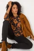 Roman Tan Leaf Print Raglan Sleeve Stretch Top - Size 16 Image 3