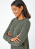 Roman Khaki Button Detail Curved Hem Jumper - Size 14 Image 3